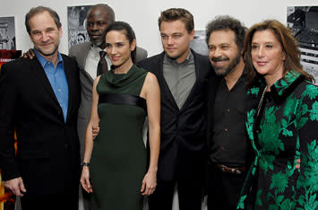 Marshall Herskovitz , producer, Djimon Hounsou , Jennifer Connelly and Leonardo DiCaprio , Edward Zwick , director and Paula Weinstein , producer at the New York premiere of Warner Bros. Blood Diamond