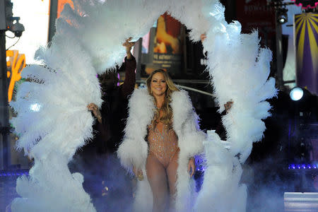 Mariah Carey performs during a concert in Times Square on New Year's Eve in New York, U.S. December 31, 2016. REUTERS/Stephanie Keith