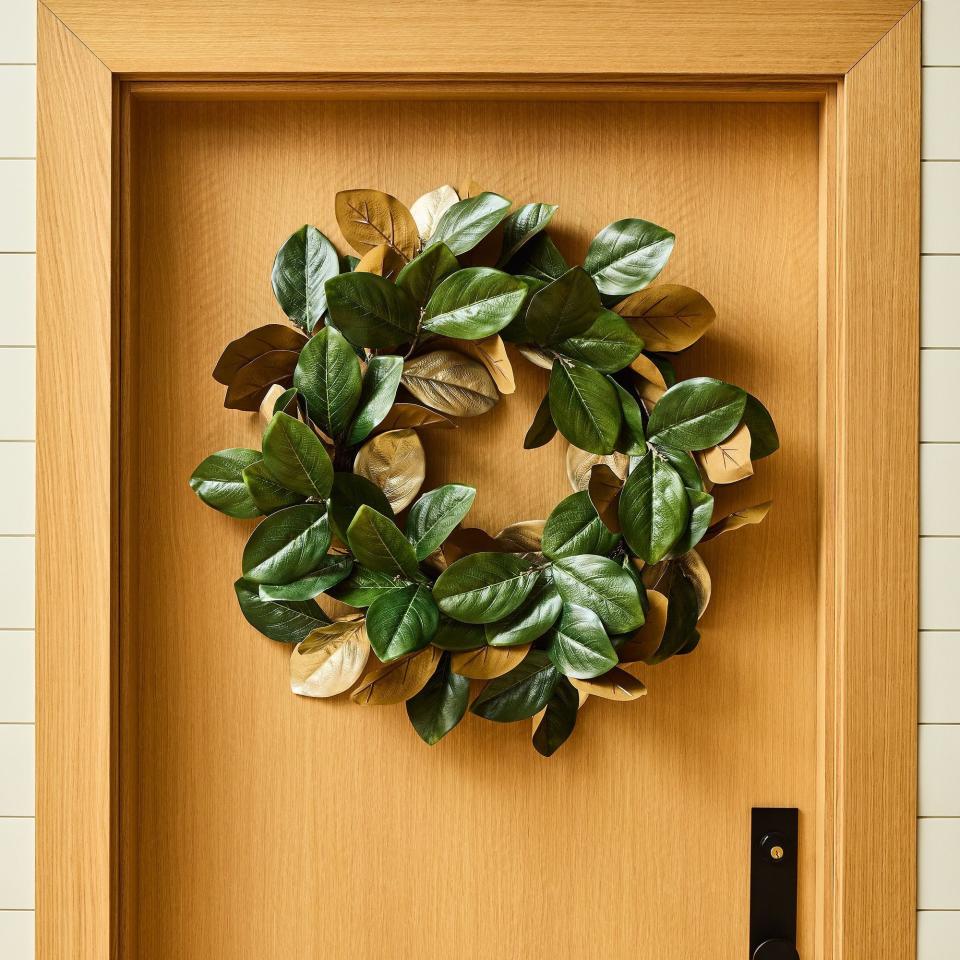 Faux Metallic Magnolia Wreath