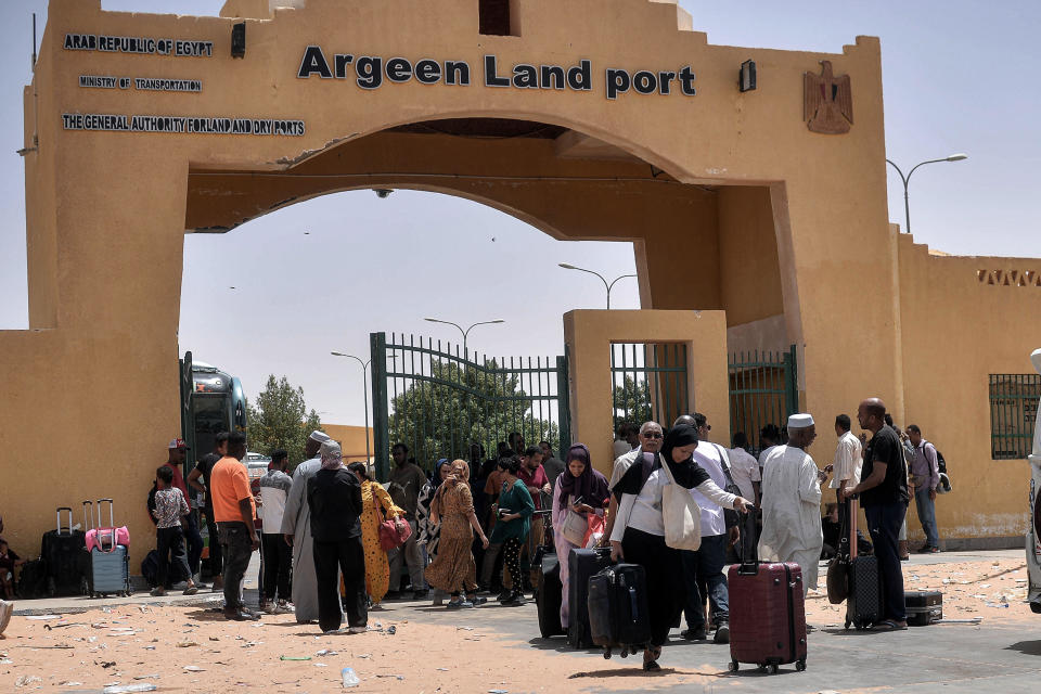 Sudanese refugees enter Egypt through the Argeen border crossing to escape the conflict in their home country, April 27, 2023. / Credit: STR/picture alliance via Getty