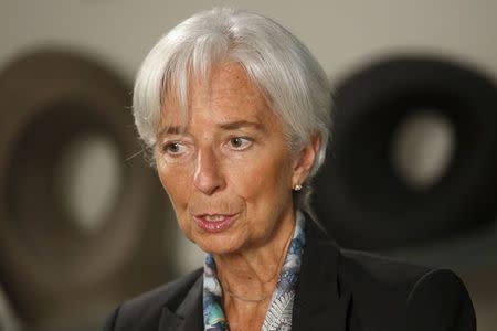 International Monetary Fund (IMF) Managing Director Christine Lagarde sits for an interview at IMF headquarters in Washington July 1, 2015. REUTERS/Jonathan Ernst