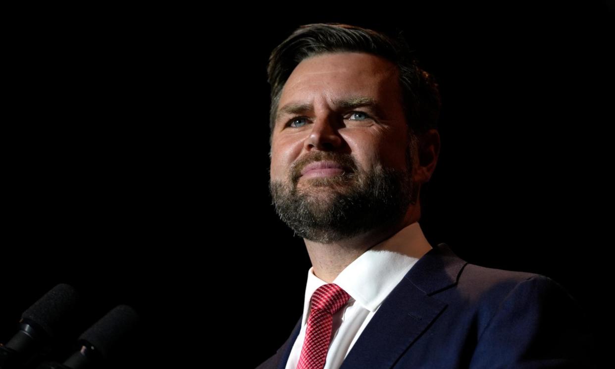 <span>JD Vance speaks at a campaign rally in Middletown, Ohio, on 22 July 2024.</span><span>Photograph: Julia Nikhinson/AP</span>