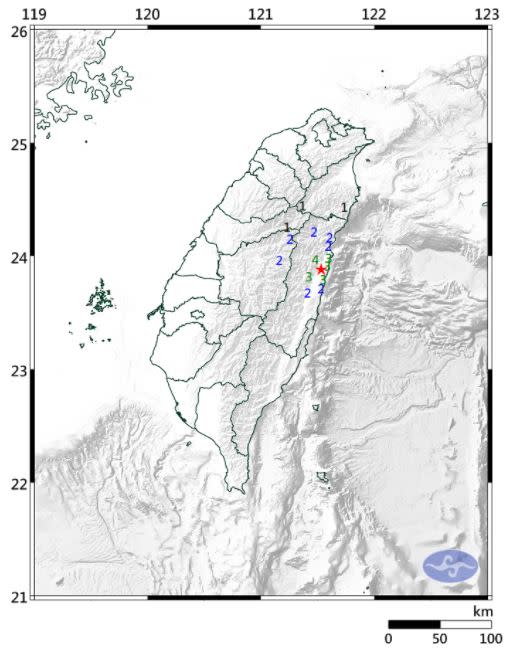 花蓮地震資訊。（圖／翻攝自中央氣象局）