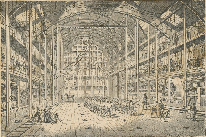 <span class="caption">Un dessin du milieu du XIXe siècle représentant un gymnase à Paris.“ zoomable="true”/> Les soldats n’étaient pas les seuls à participer à ces programmes. Par exemple, le système de Friedrich Ludwig Jahn — qui encourageait l’utilisation de barres parallèles, d’anneaux et de la barre fixe — est devenu l’un des programmes d’exercice les plus populaires de ce siècle auprès des Européens. <a href=</span> <span class="attribution"><a class="link " href="https://strongmanproject.com/search(resource:11194)?q=Hippolyte%20Triat%27s%20gymnasium" rel="nofollow noopener" target="_blank" data-ylk="slk:Strongman Project;elm:context_link;itc:0;sec:content-canvas">Strongman Project</a>, <a class="link " href="http://creativecommons.org/licenses/by/4.0/" rel="nofollow noopener" target="_blank" data-ylk="slk:CC BY;elm:context_link;itc:0;sec:content-canvas">CC BY</a></span>