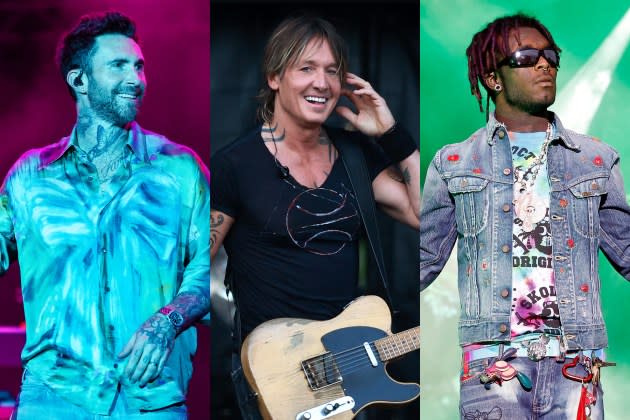 Maroon 5, Keith Urban, Lil Uzi Vert - Credit: Alexander Tamargo/Getty Images for Atlantis Paradise Island; Mike Lawrie/WireImage; Taylor Hill/Getty Images for Live Nation Urban