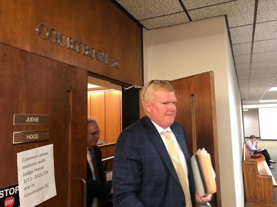 Alex Murdaugh, fourth generation of a powerful S.C. dynasty and owner of a boat involved in a fatal accident, leaves a hearing in a personal injury lawsuit at the Richland County Courthouse.