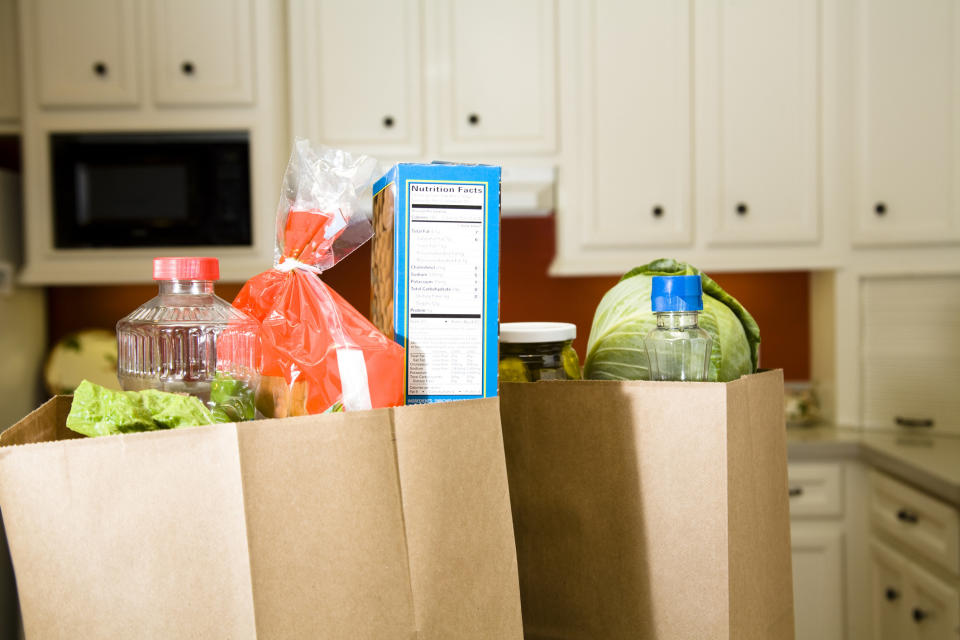 Groceries on the counter.