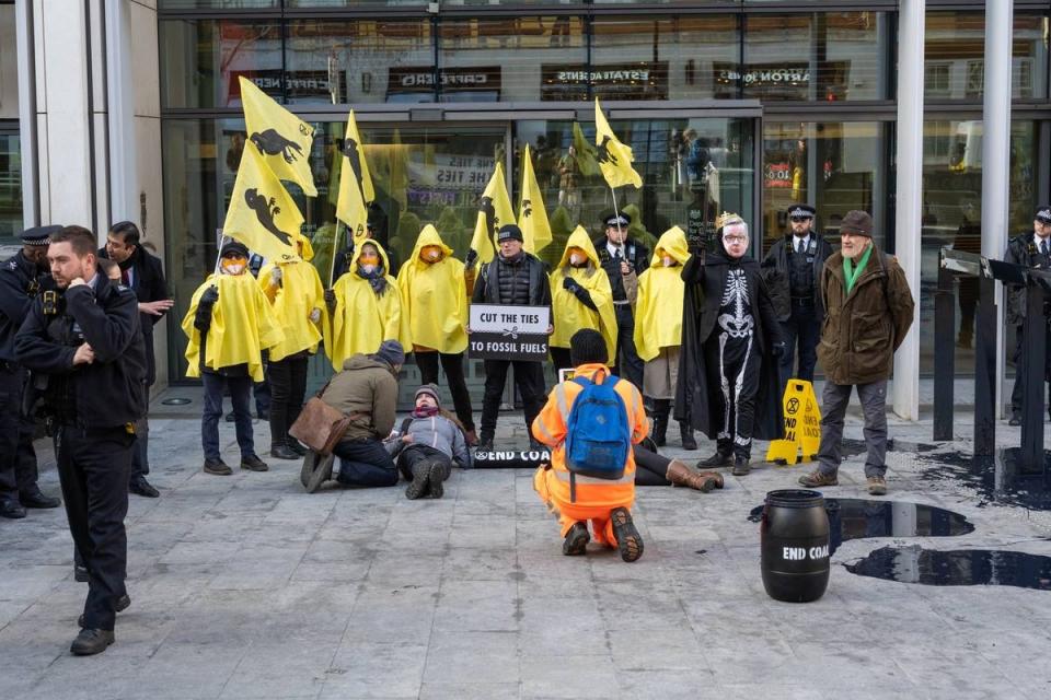 Extinction Rebellion poured black paint outside Tory Minister Michael Gove’s office this week after he signed off on a new coal mine in Cumbria (Extinction Rebellion)