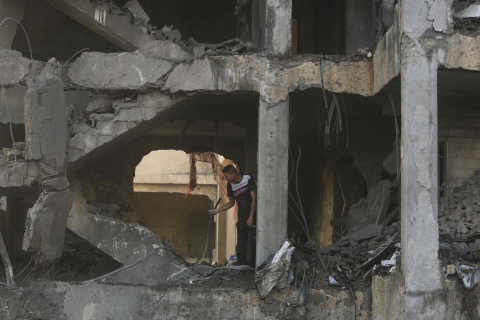 The remains of a house hit by an Israeli airstrike on Khan Younis.