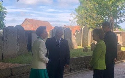 The Princess Royal hearing about the war veterans buried at St Saviour’s Church