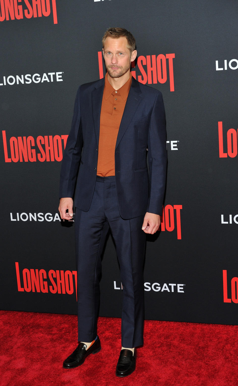 <p><span>The ‘Big Little Lies’ actor wore a navy suit and orange sweatshirt at the ’Long Shot’ premiere at the AMC Lincoln Square Cinema in New York. </span><em>[Photo: PA]</em> </p>