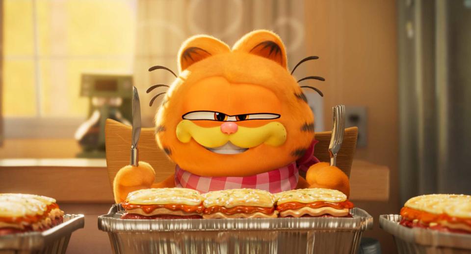 Garfield (voiced by Chris Pratt) in The Garfield Movie. (Sony Pictures)