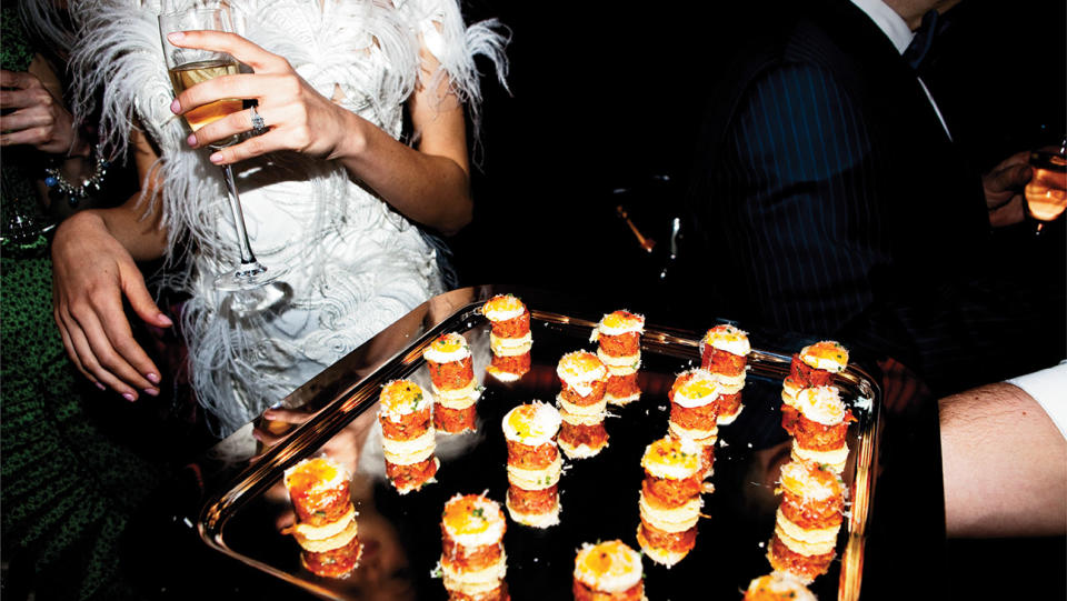 Canapes being served at a party