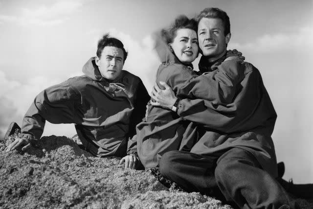 <p>Paramount/Getty </p> Peter Hansen, Barbara Rush, and Richard Derr in 'When Worlds Collide'