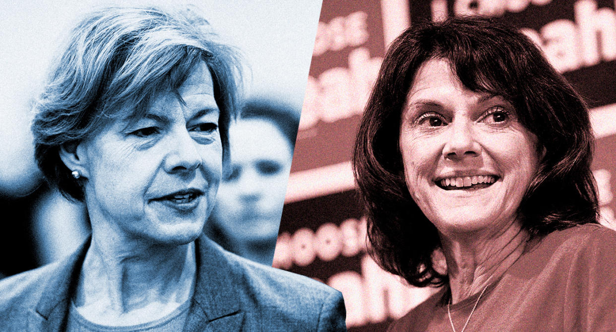 Sen. Tammy Baldwin, D-Wis., and Leah Vukmir. (Photo illustration: Yahoo News; photos: Bill Clark/CQ Roll Call via Getty Images, Daniel Acker/Bloomberg via Getty Images)