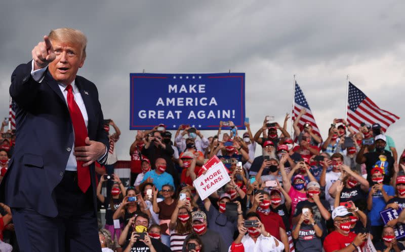 U.S. President Donald Trump holds a campaign event at Smith Reynolds Regional Airport in Winston-Salem