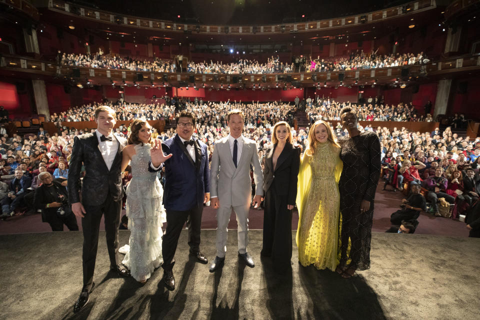 The cast of “Doctor Strange in the Multiverse of Madness” inside the Dolby Theatre in Hollywood. - Credit: Alex J. Berliner / ABImages