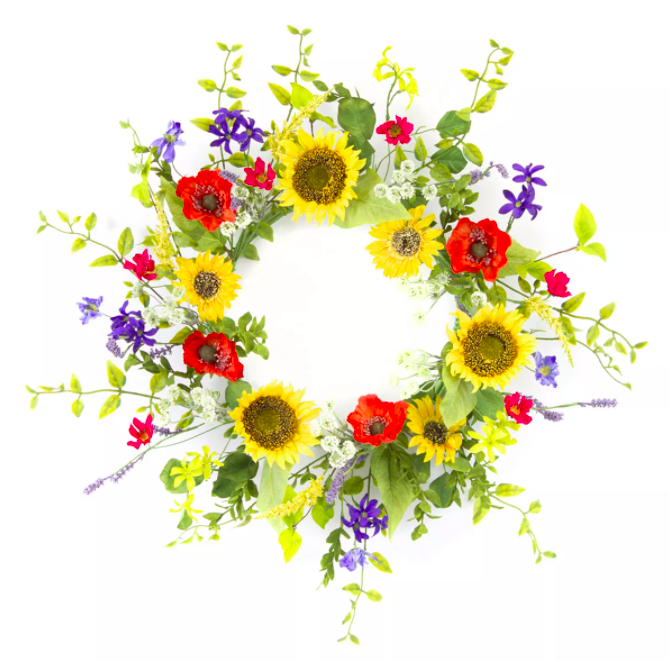 Sunflower and Poppy Wreath