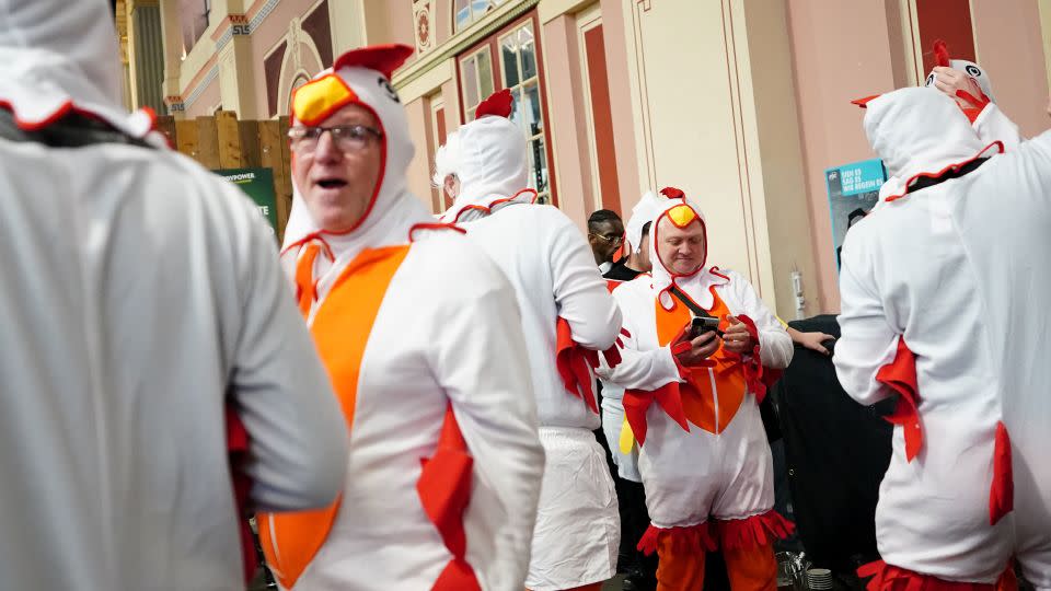 Fancy dress is the name of the game for those attending Alexandra Palace for the darts. - Zac Goodwin/PA Images/Getty Images