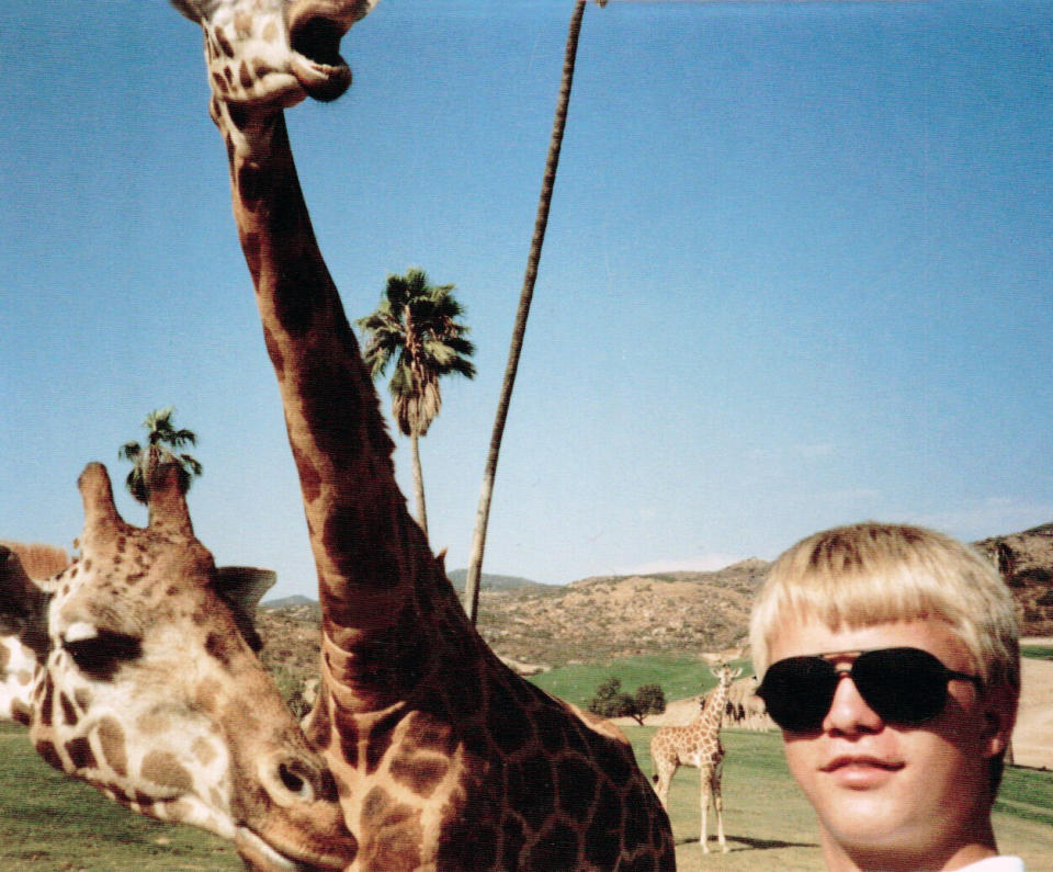 Jason and his spirit animals at the San Diego Wild Animal Park, ca. 1985. (Photo: Courtesy of Judy Nelson)