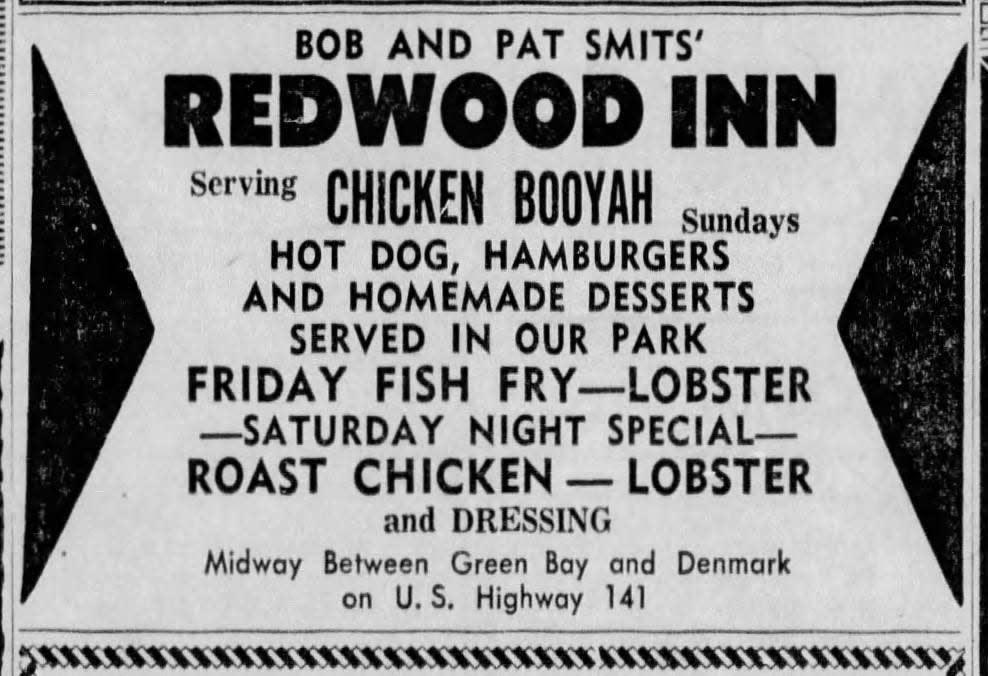 An advertisement in the Green Bay Press-Gazette in 1964 shows what the Redwood Inn was serving in its first year of business under the ownership of Bob and Pat Smits.