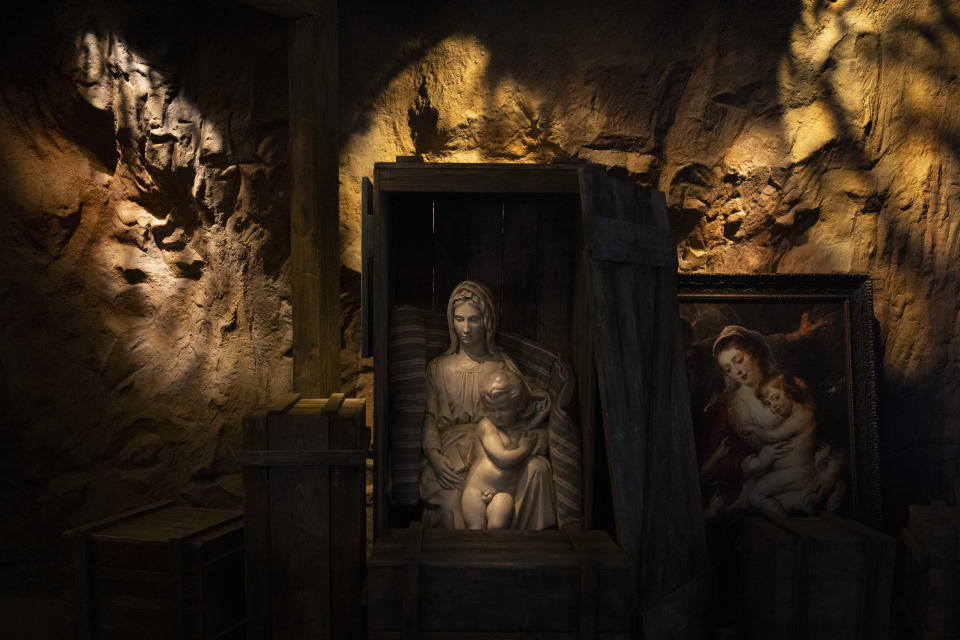 A permanent exhibition about the Monuments Men and Women features a recreation of the salt mine where Nazis hid artwork during World War II at The National WWII Museum in New Orleans, La., Thursday, Feb. 15, 2024. (AP Photo/Christiana Botic)