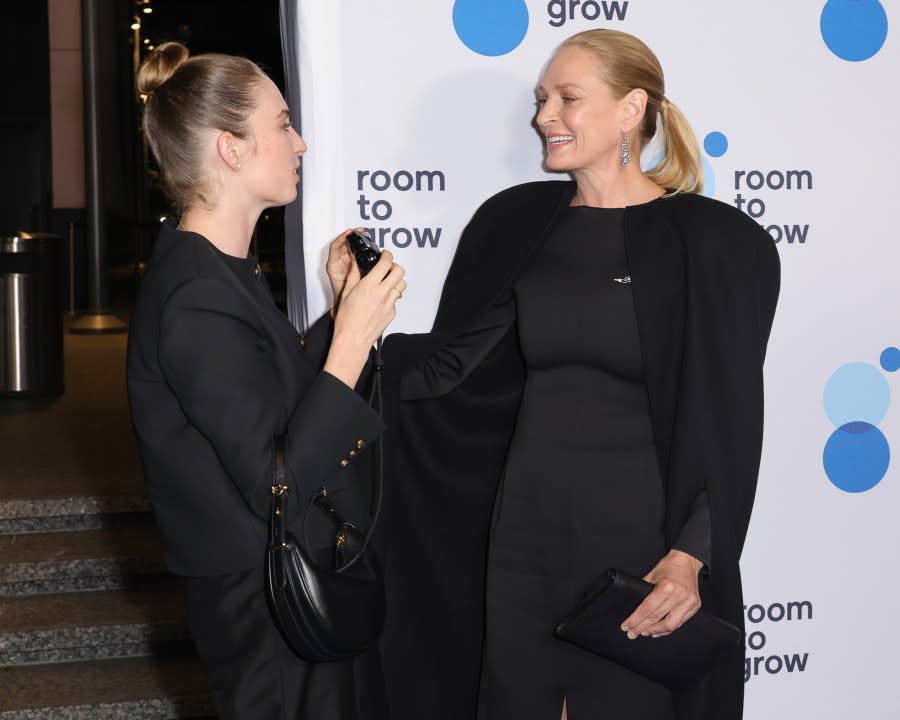 Uma Thurman and Maya Hawke Coordinate in Black