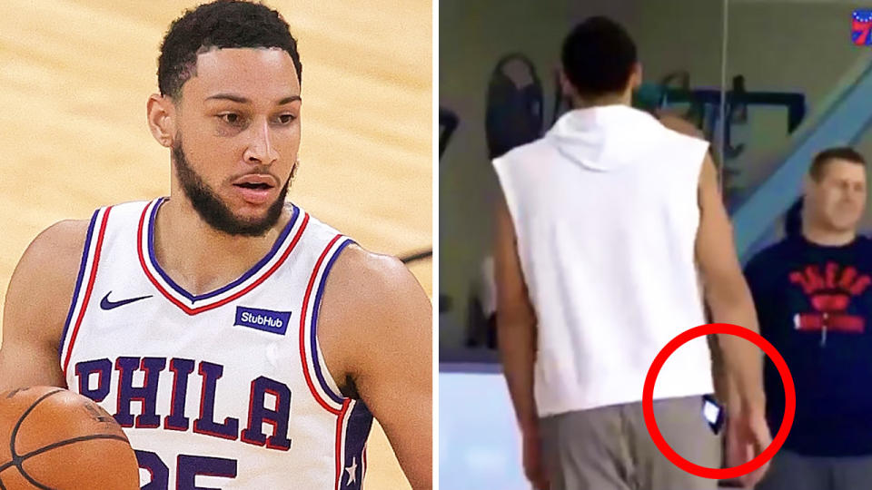 Ben Simmons was seen practicing with his phone in his pocket after returning to the Philadelphia 76ers.