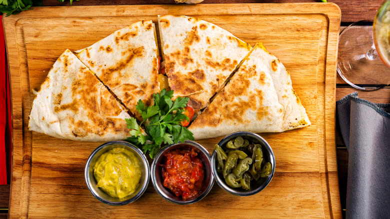 Quesadillas with dipping sauces