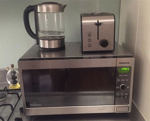 The microwave, kettle and toaster that the couple 'never used'. Photo: Facebook