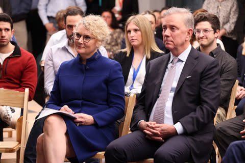 Stacey Kennedy, President of the Americas and CEO of PMI's U.S. business (left) and Connecticut Governor Ned Lamont (right) (Photo: Business Wire)