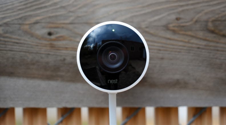 The Nest Cam Outdoor is an intelligent security camera that monitors your home and sends alerts to your phone when motion or a person is detected.