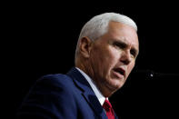 Republican U.S. vice presidential nominee Mike Pence speaks at a campaign rally in Cleveland, Ohio, U.S. October 22, 2016. REUTERS/Jonathan Ernst