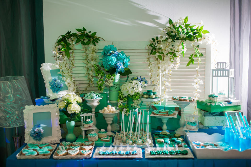 A dessert display at a wedding party