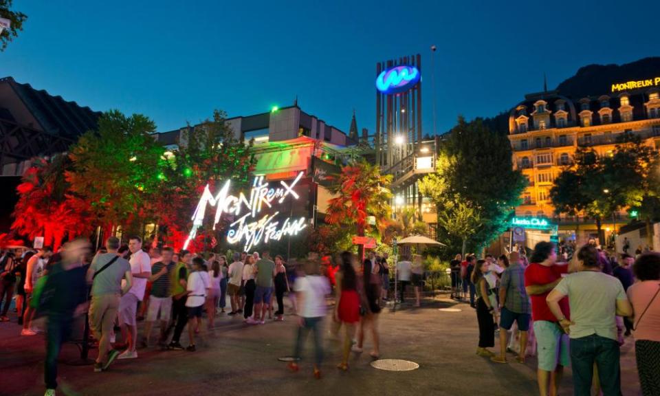 Crowds gather for performances at the Montreux Jazz Festival.