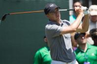 Jun 21, 2018; Cromwell, CT, USA; Jordan Spieth plays his shot from the first tee during the first round of the Travelers Championship at TPC River Highlands. Mandatory Credit: Bill Streicher-USA TODAY Sports