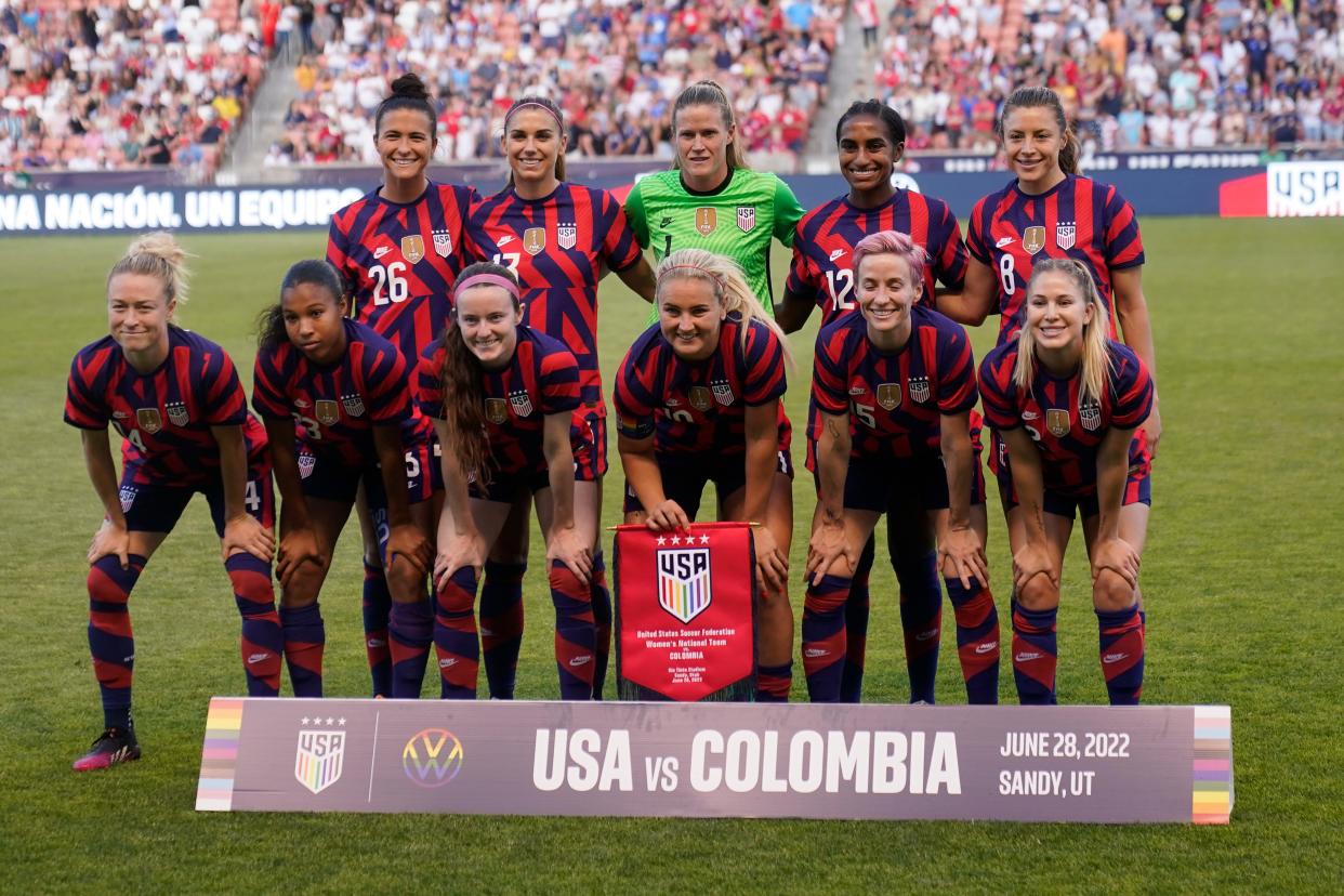 St. Johns Country Day graduate Carson Pickett (upper left) played her first match for the United States women's national soccer team on Tuesday night against Colombia.