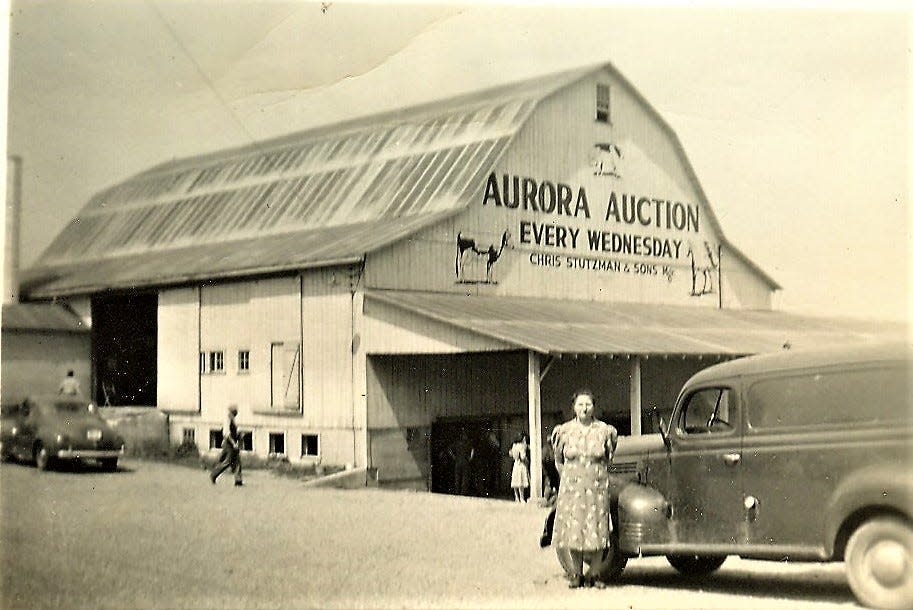 The livestock auction barn in the 1930s.