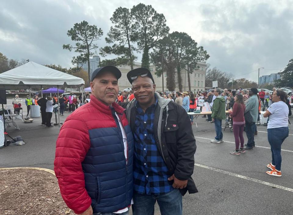 Glen Edward Chapman and Alfred Rivera, two death row exonerees, attended a march on Dec. 2 calling on NC Gov. Roy Cooper to commute all the state’s death sentences to prison terms. Luciana Perez Uribe Guinassi