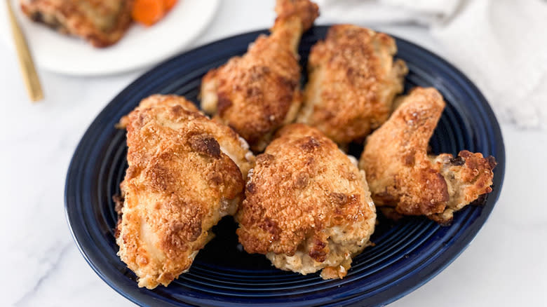 crumb-coated chicken on plate