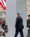 U.S. Secretary of State Mike Pompeo attends a ceremony at the General Patton memorial in Pilsen near Prague, Czech Republic, Tuesday, Aug. 11, 2020. U.S. Secretary of State Mike Pompeo is in Czech Republic at the start of a four-nation tour of Europe. Slovenia, Austria and Poland are the other stations of the trip. (AP Photo/Petr David Josek, Pool)