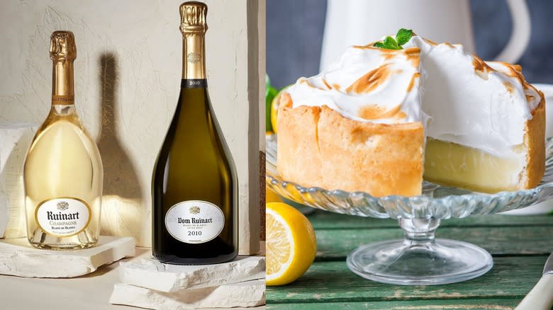 Ruinart Champagne with lemon meringue pie