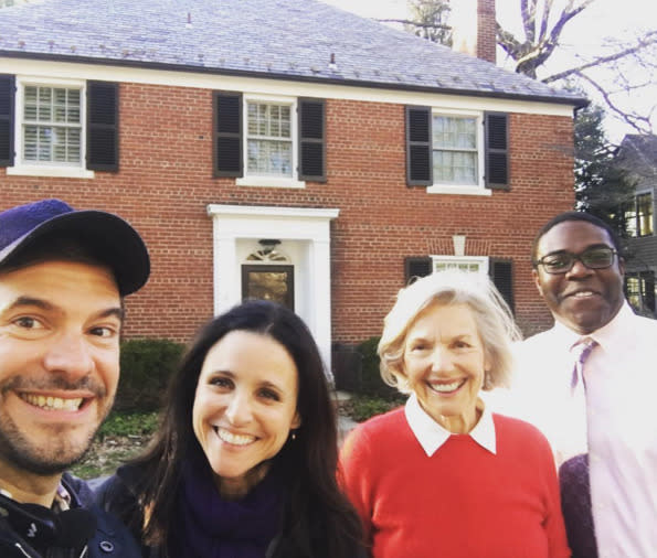 Julia Louis-Dreyfus, with her mom, Judith Bowles, and her “Veep” co-star, Sam Richardson: “And this is the house I grew up in. #Veep #worldscolliding @thesamrichardson" -@officialjld