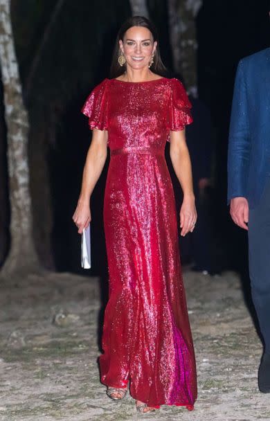 PHOTO: Catherine, Duchess of Cambridge attends a special reception hosted by the Governor General of Belize in celebration of Her Majesty The Queen's Platinum Jubilee, March 21, 2022, in Cahal Pech, Belize.  (WireImage via Getty Images)
