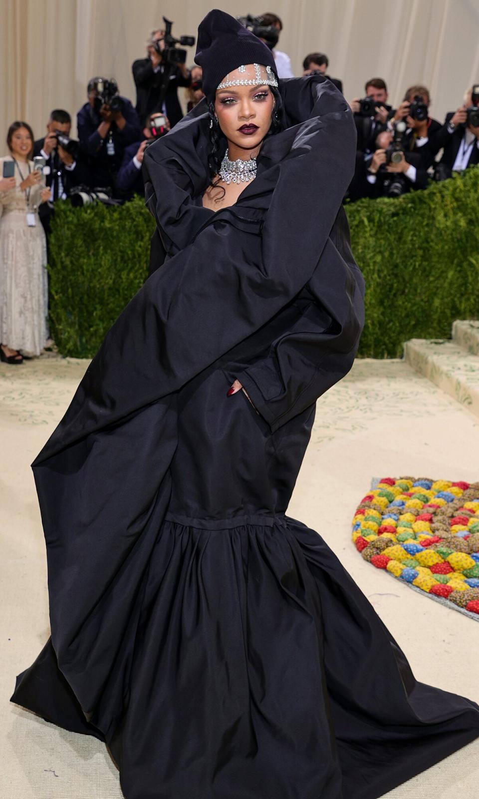 Rihanna attends The 2021 Met Gala Celebrating In America: A Lexicon Of Fashion at Metropolitan Museum of Art on September 13, 2021 in New York City