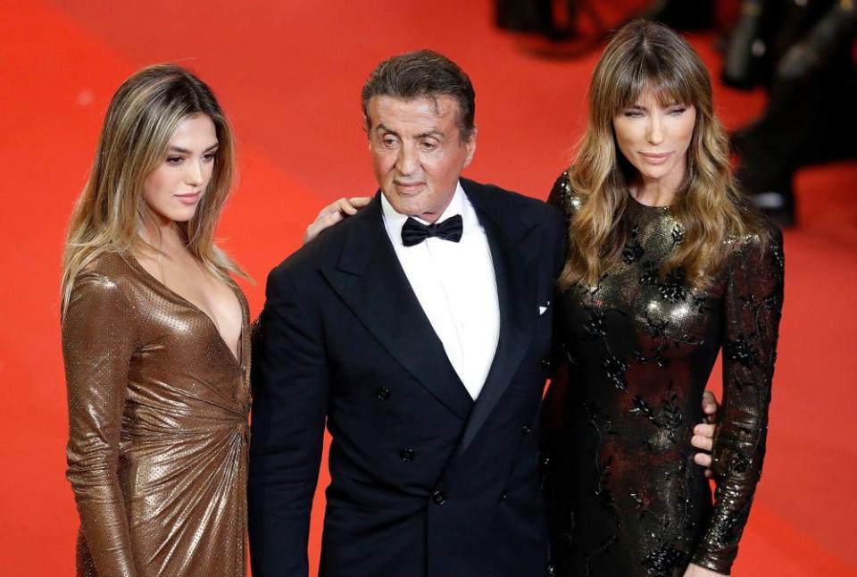 Sylvester Stallone with his wife and daughter