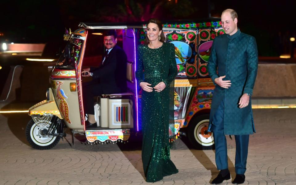 The Duchess of Cambridge wearing the same Jenny Packham dress in Pakistan in 2019