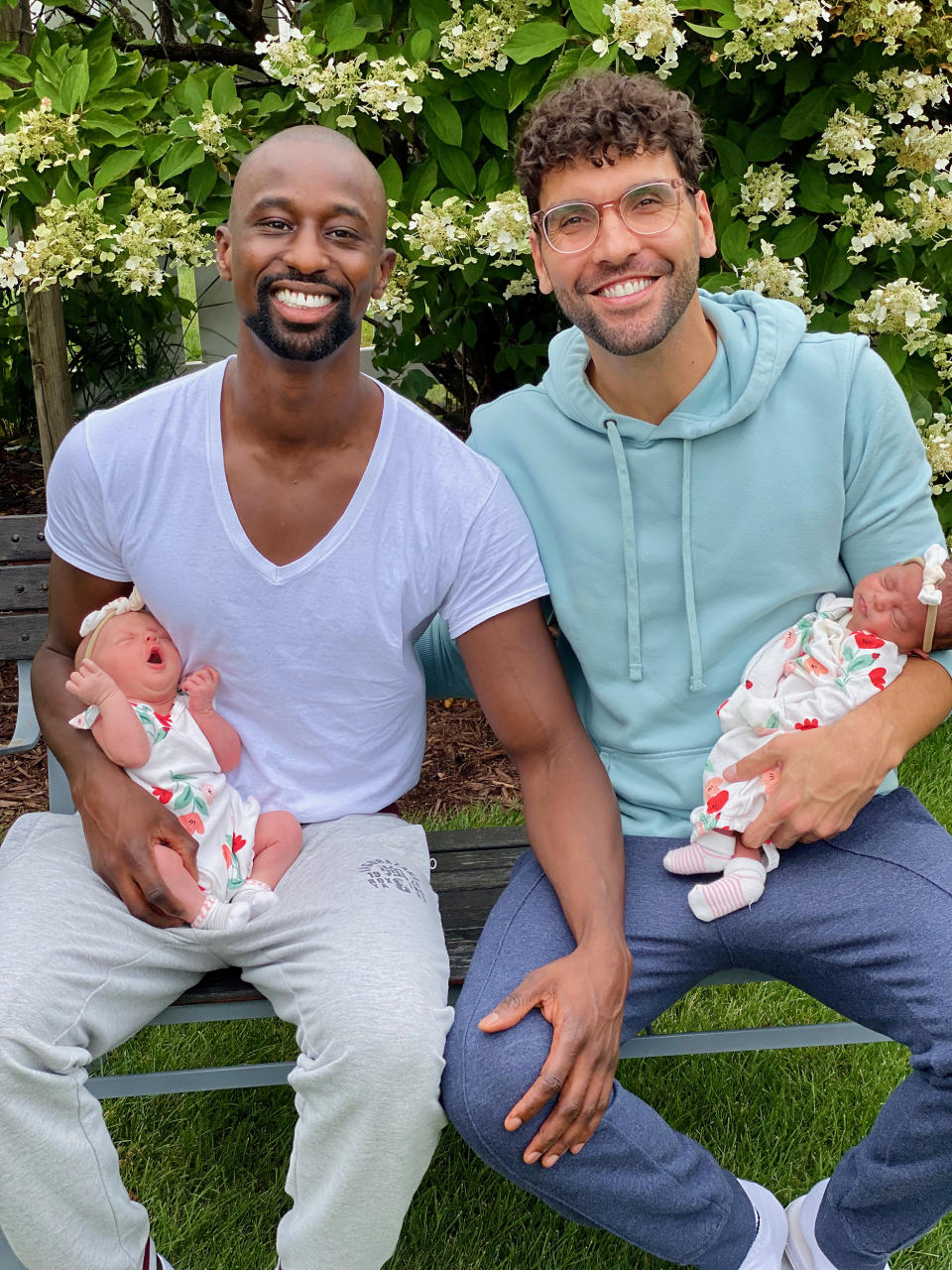 Amadou “Tee” Lam and Adam Motz are pictured with their daughters, Reve Christine and Sky Khoudia. (Courtesy of Tee Lam and Adam Motz)