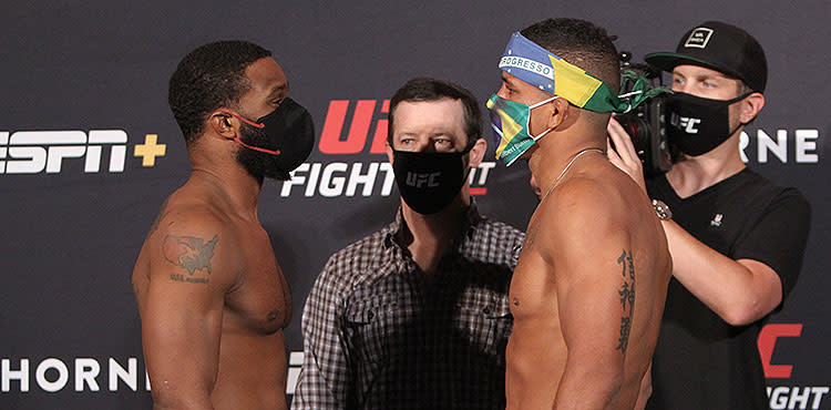 UFC on ESPN 9 Tyron Woodley vs Gilbert Burns faceoff