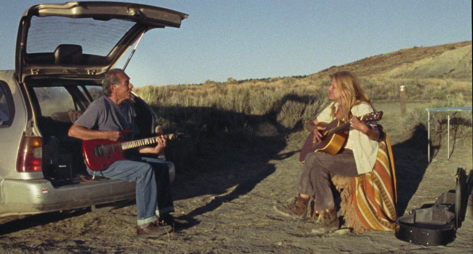 This image released by Bleecker Street shows Wes Studi, left, and Dale Dickey in a scene from "A Love Song." (Bleecker Street via AP)